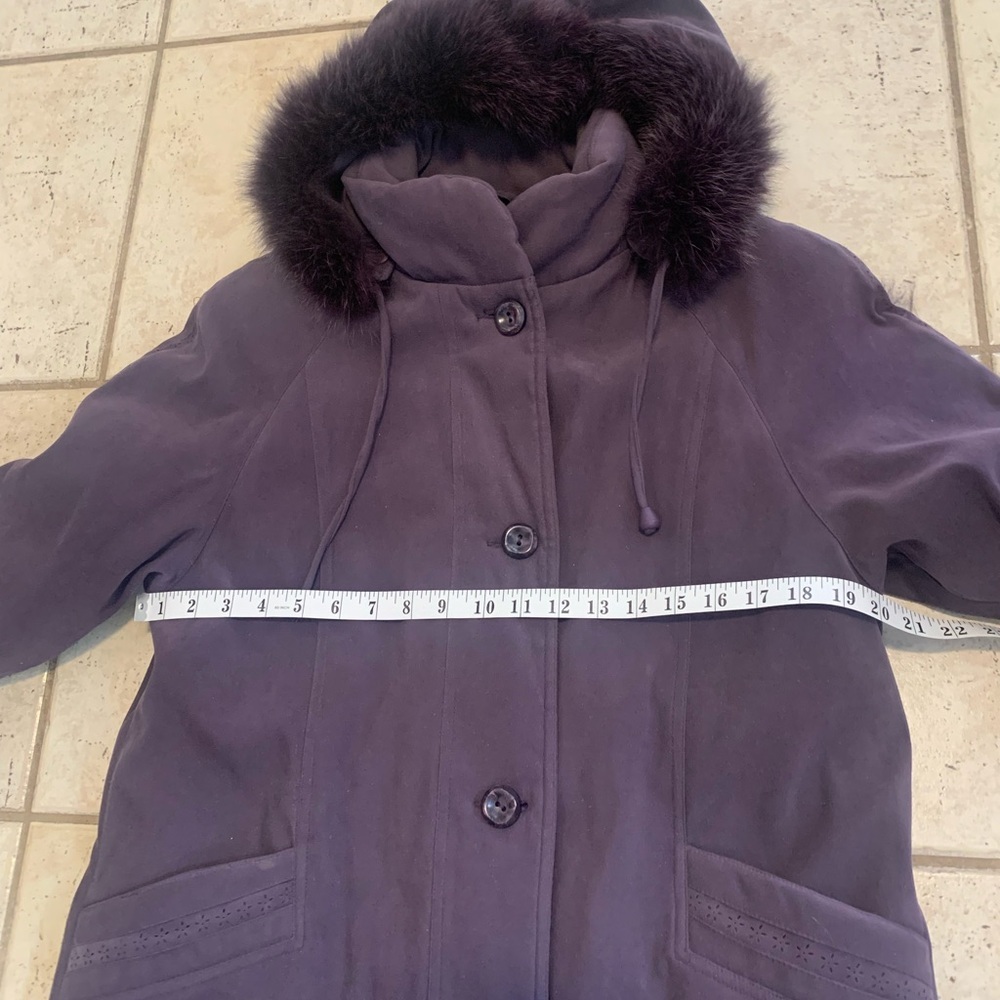 Vintage 80s/90s TanJay by Capital Garment Purple Coat with Fur Trim Size XS - Picture 6 of 11